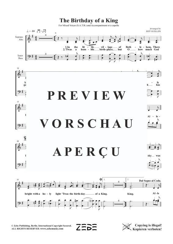 gallery: The Birthday Of a King, , Gemischter Chor und Klavier (optional)