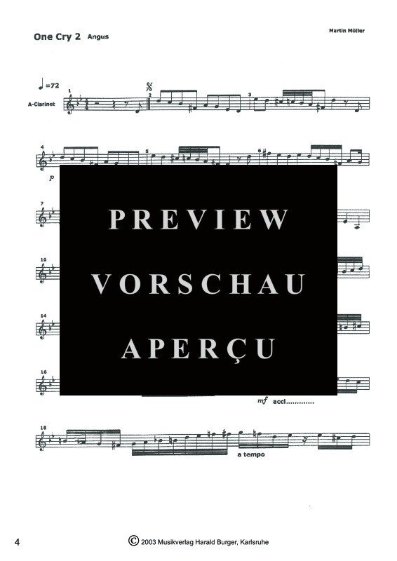 gallery: One Cry For Argentina - Suite für ein Melodieinstrument & Gitarre, , A-Klarinette - Einzelstimme