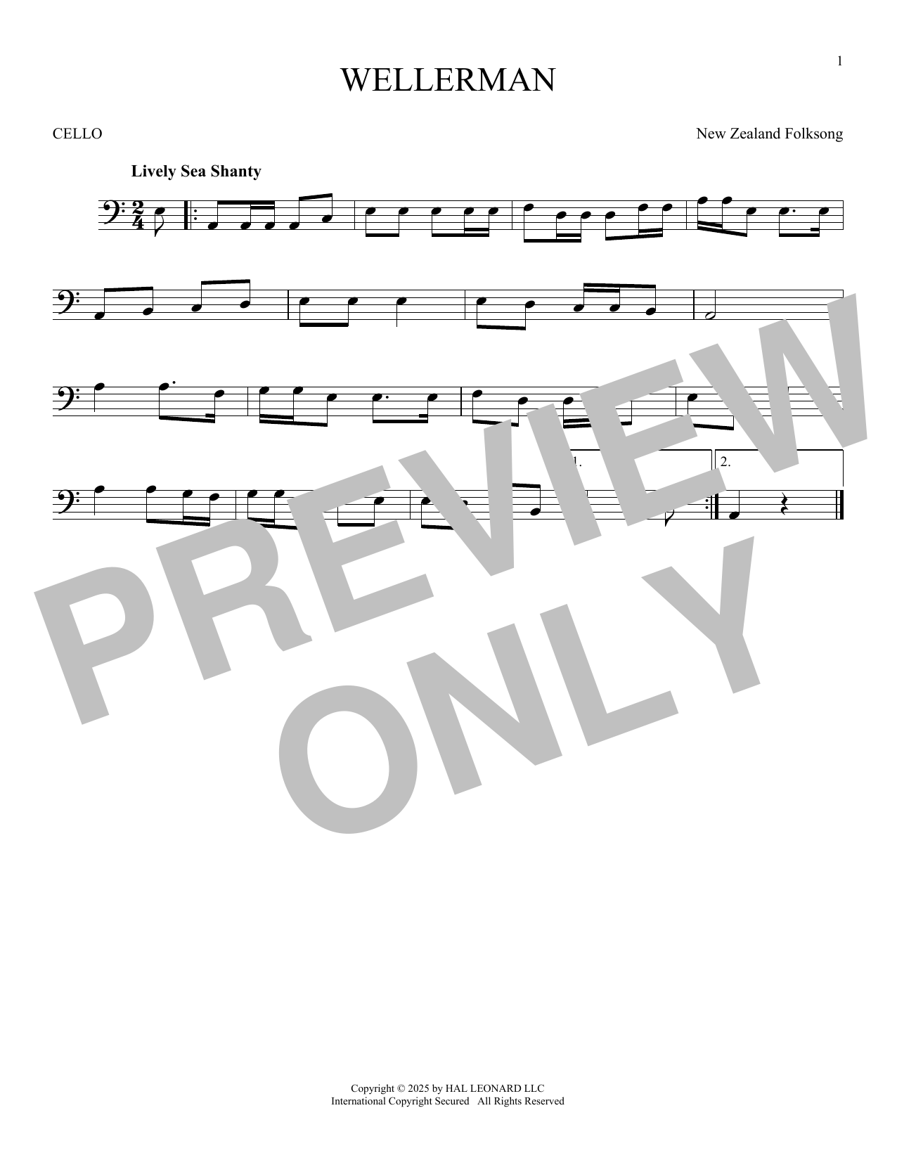 Produktgalerie: Seite 1 von 1 Wellerman, New Zealand Folksong, Violoncello