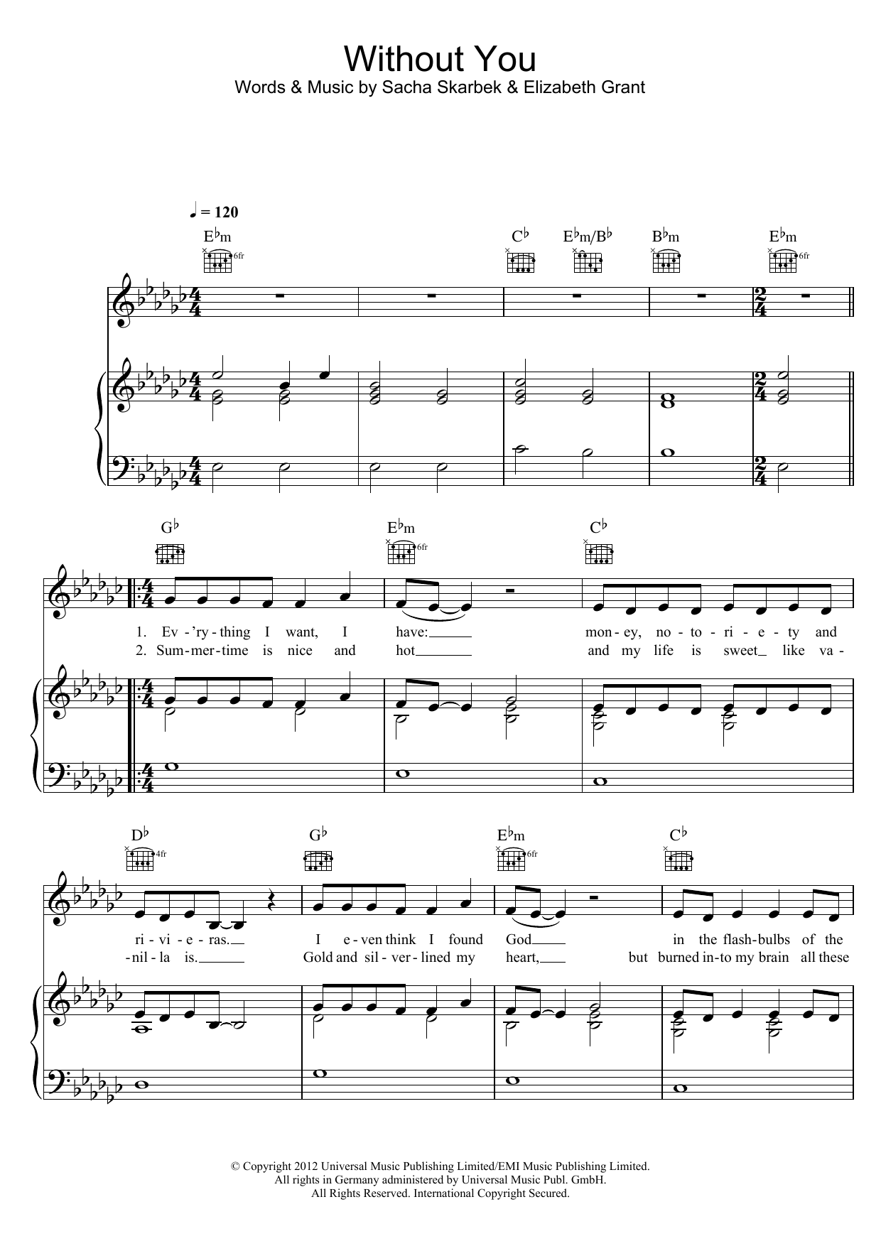 Produktgalerie: Seite 1 von 1 Without You, Lana Del Rey, Gesang, Gitarre, Klavier