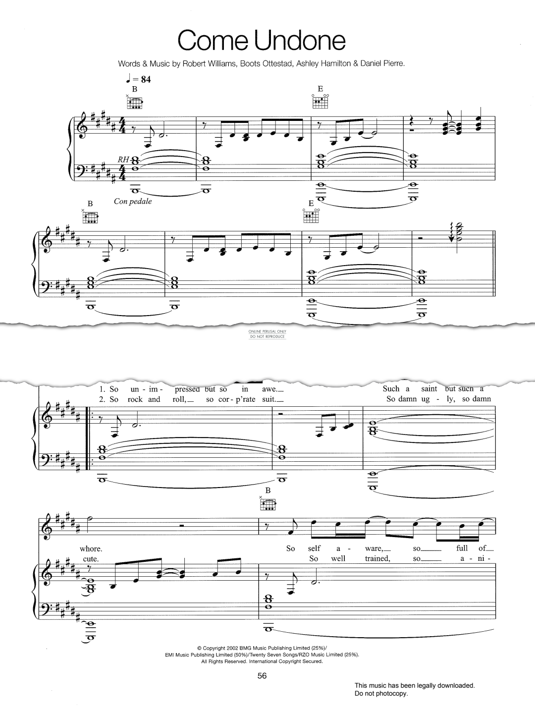 Product gallery: Page 1 of 1 Come Undone, Robbie Williams