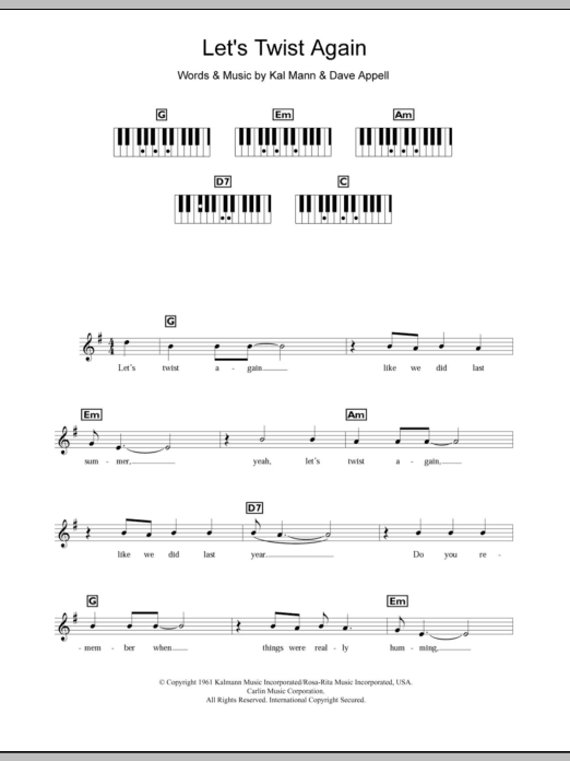 Produktgalerie: Seite 1 von 1 Let's Twist Again, Chubby Checker, Klavier