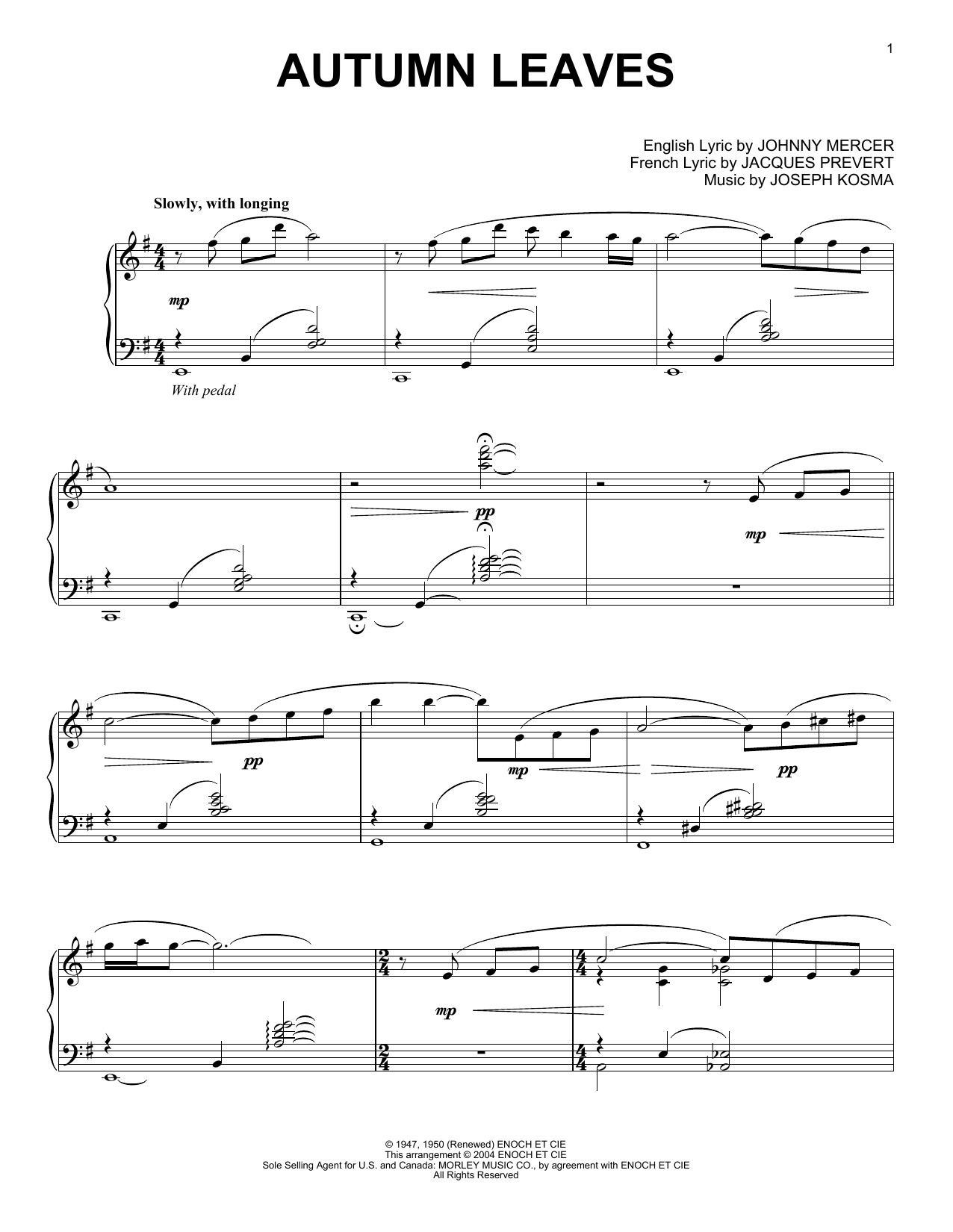Product gallery: Page 1 of 1 Autumn Leaves (arr. Phillip Keveren), Bill Evans