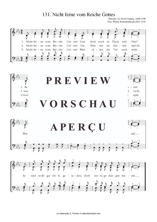Product picture to: Nicht ferne vom Reiche Gottes  Ira David Sankey, 1840-1908 / Walter Rauschenbusch,1861-1918 