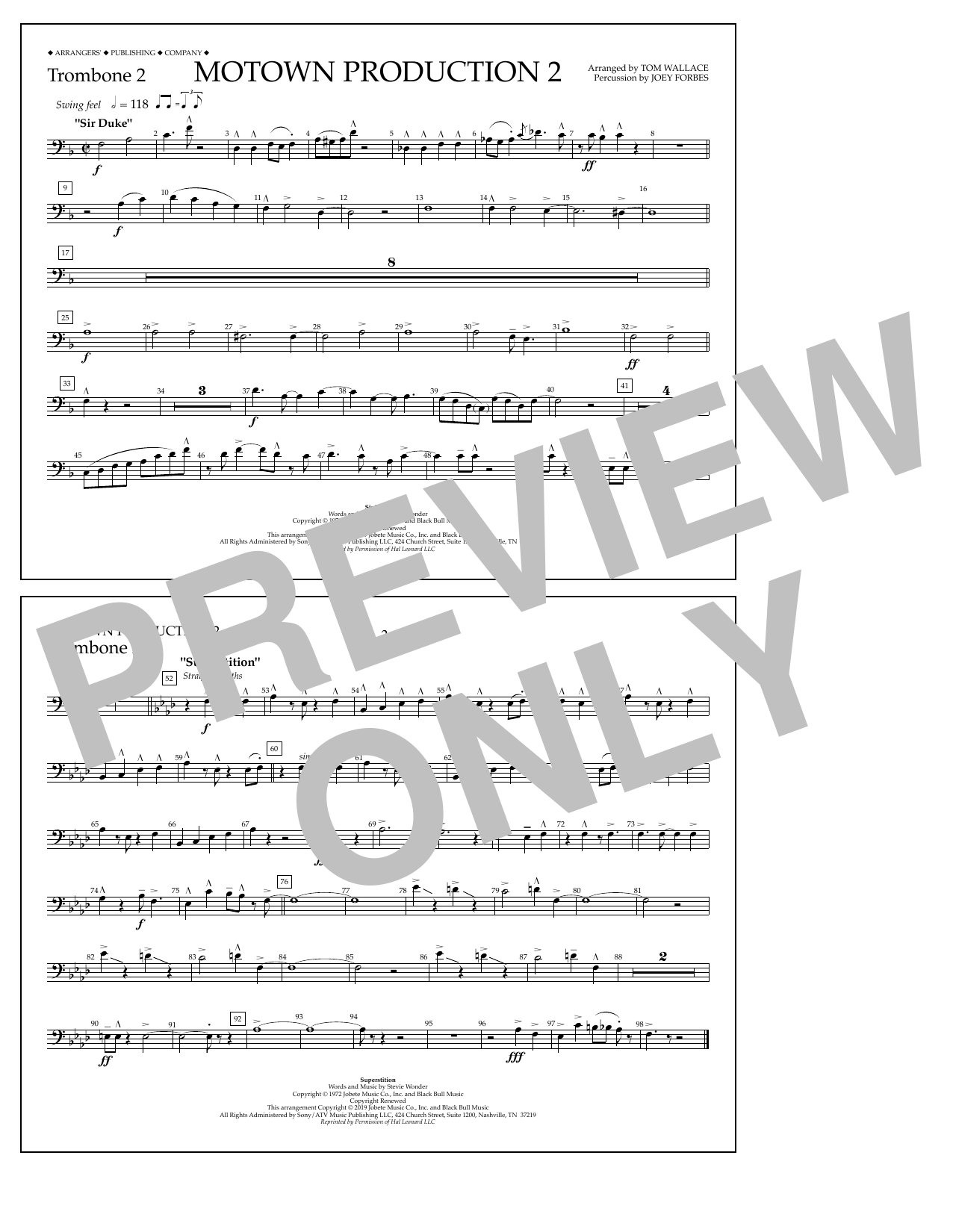 Produktbild zu: Motown Production 2 (arr. Tom Wallace) - Trombone 2