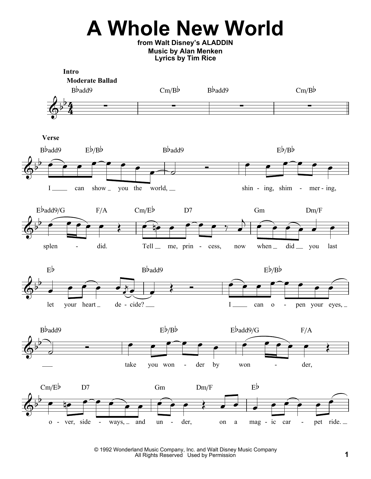Produktbild zu: A Whole New World (Male part only) (from Aladdin)