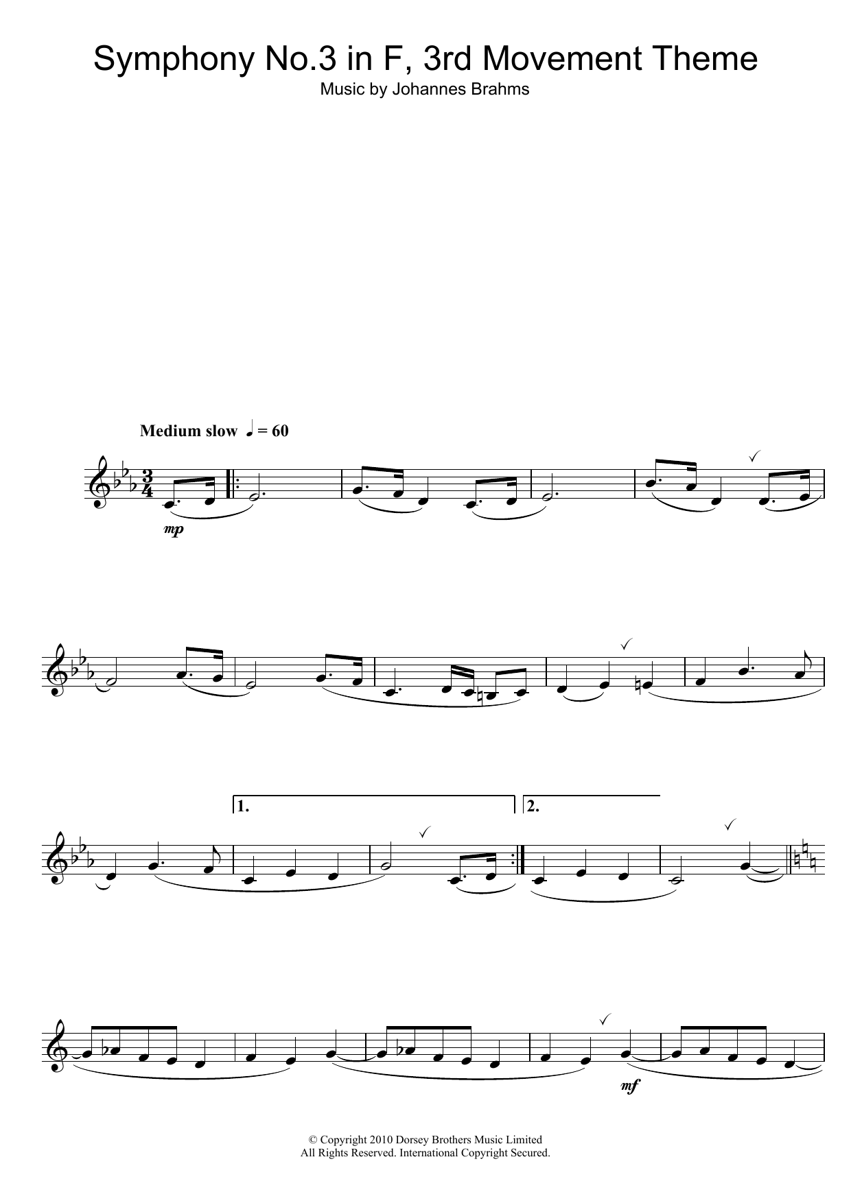 Product gallery: Page 1 of 1 Symphony No. 3 In F Major (3rd movement: Poco allegretto), Johannes Brahms