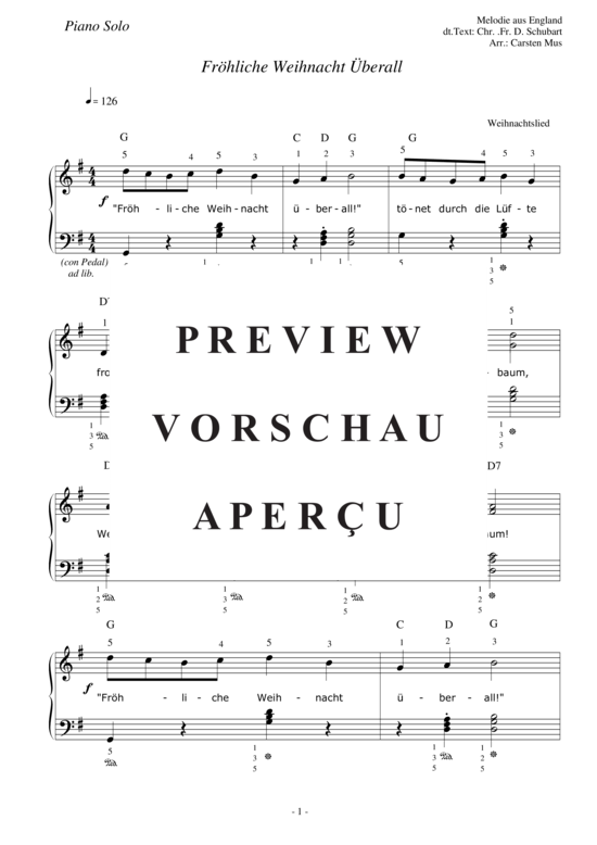 gallery: Fröhliche Weihnacht überall , , (Klavier Solo mit Text)
