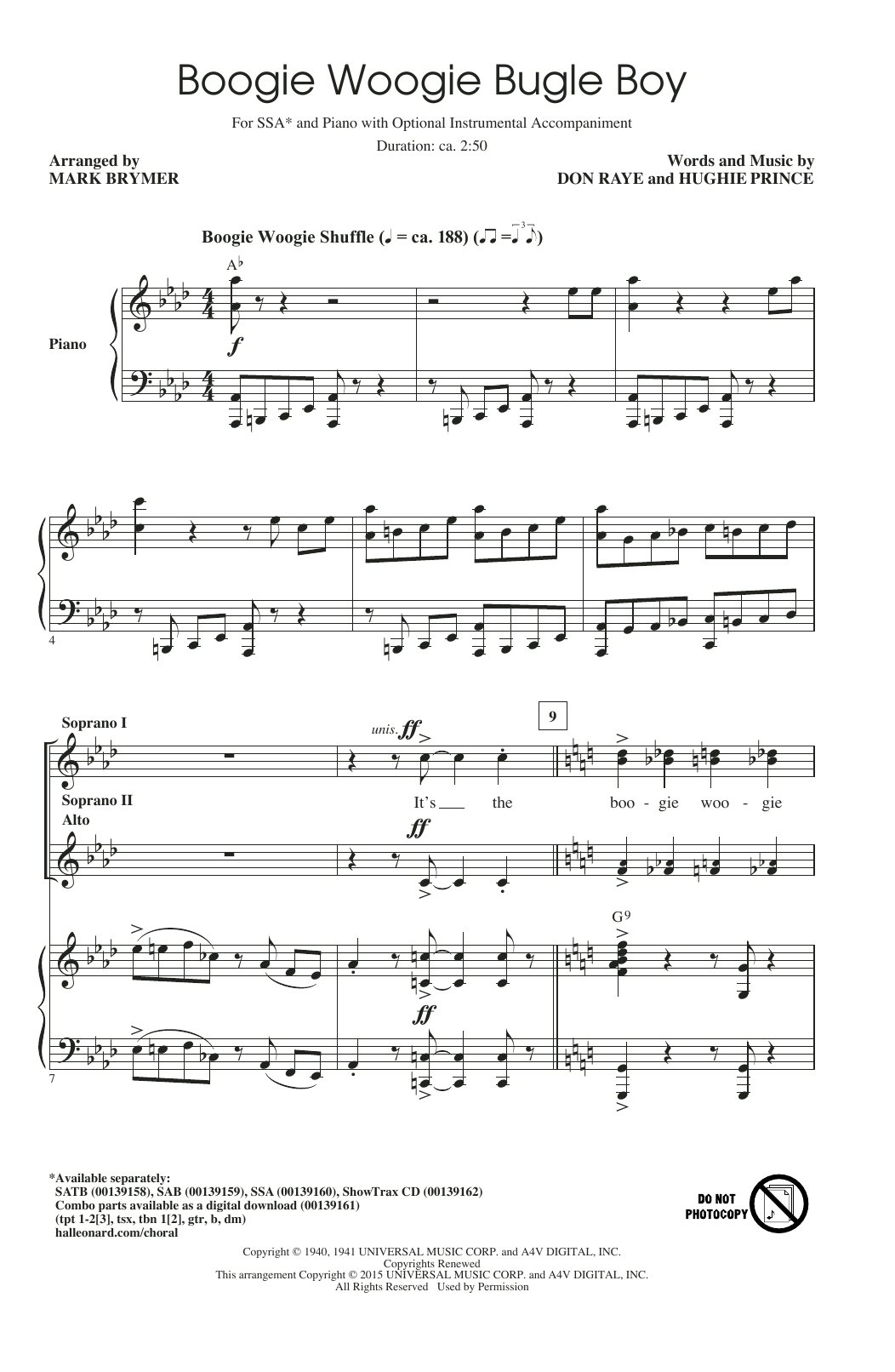 Produktgalerie: Seite 1 von 1 Boogie Woogie Bugle Boy (arr. Mark Brymer), The Andrews Sisters, Chor