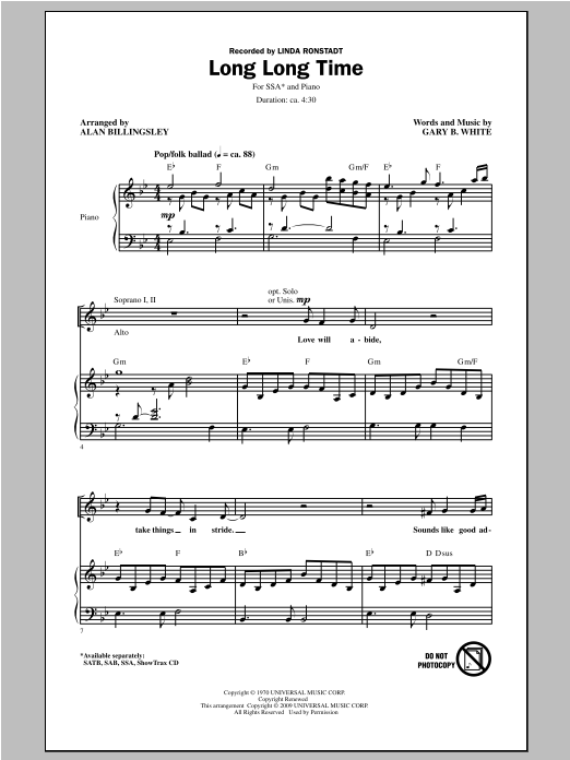 Produktgalerie: Seite 1 von 1 Long Long Time, Alan Billingsley, Chor