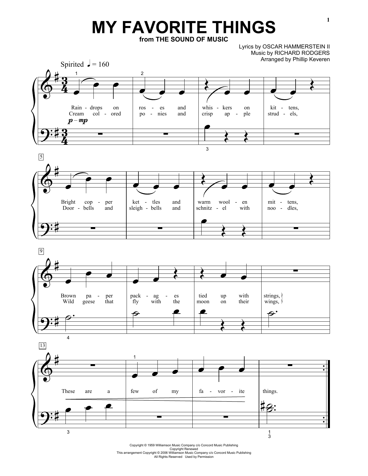 Produktgalerie: Seite 1 von 1 My Favorite Things (from The Sound Of Music) (arr. Phillip Keveren), Rodgers & Hammerstein, Klavier