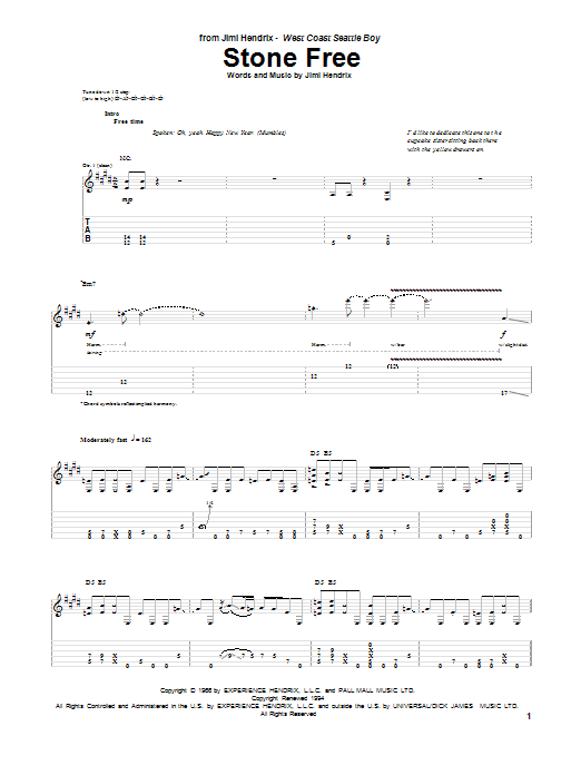 Product gallery: Page 1 of 1 Stone Free, Jimi Hendrix