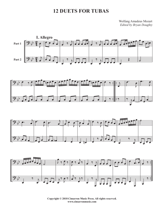Product picture to: 12 Duets for Tuba Wolfgang Amadeus Mozart