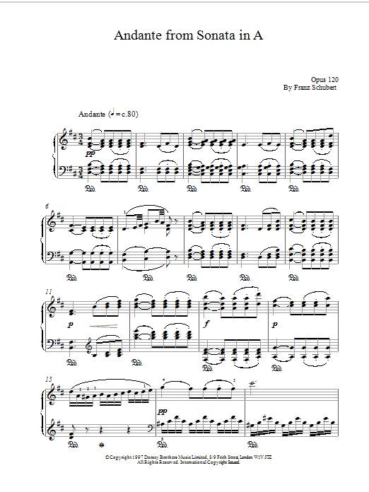 Product gallery: Page 1 of 1 Andante From Sonata In A, Franz Schubert