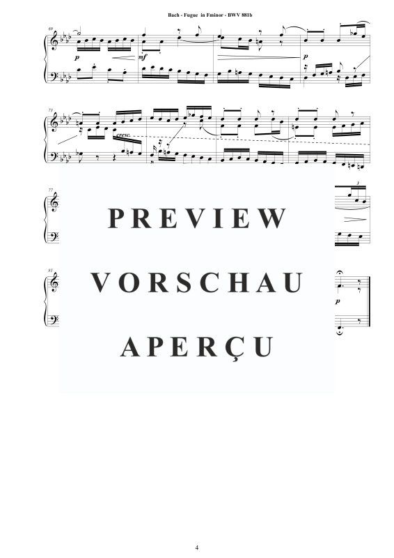 Produktgalerie: Seite 5 von 5 Fuge in F-Moll BWV 881b - Piano Version, , Klavier Solo