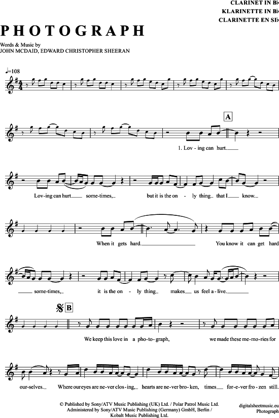 Product gallery: Page 1 of 4 Photograph , Sheeran, Ed, Clarinet in B-flat