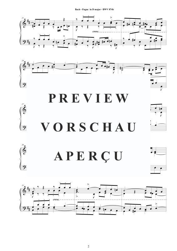 Produktgalerie: Seite 3 von 5 Fuge in D-Dur BWV 874b, , Klavier Solo