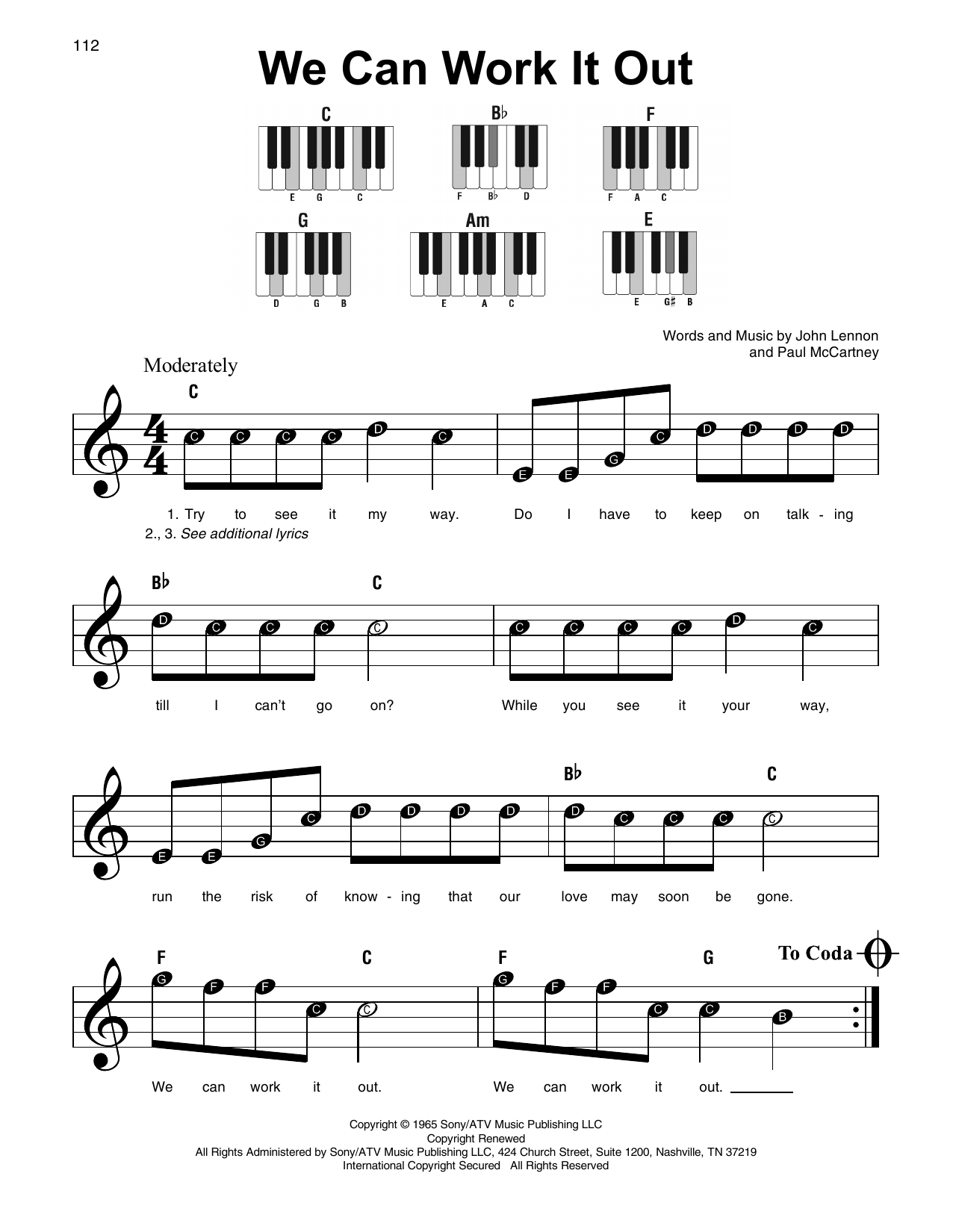 Produktgalerie: Seite 1 von 1 We Can Work It Out, The Beatles, Klavier