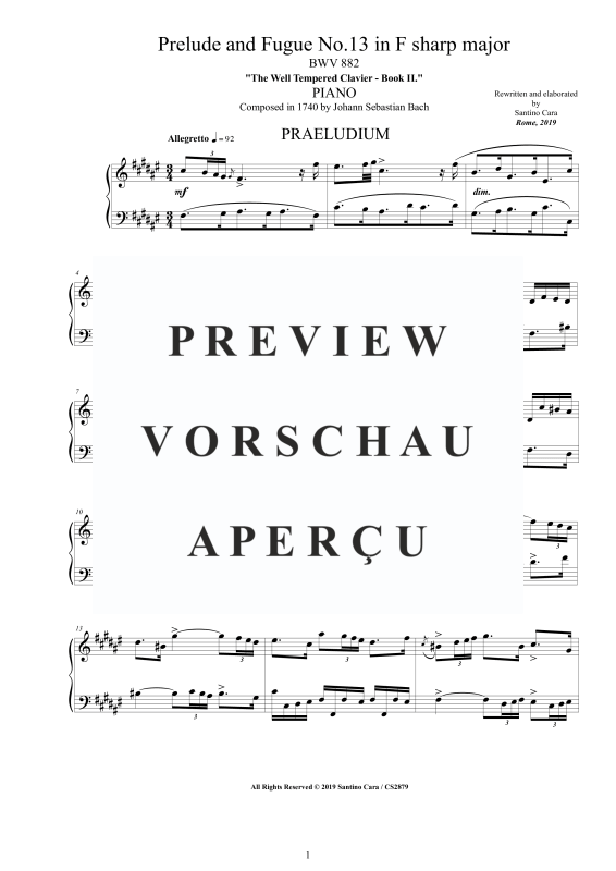 Product gallery: Page 2 of 9 Prelude and Fugue No. 13 in F sharp major BWV 882, , Solo Piano