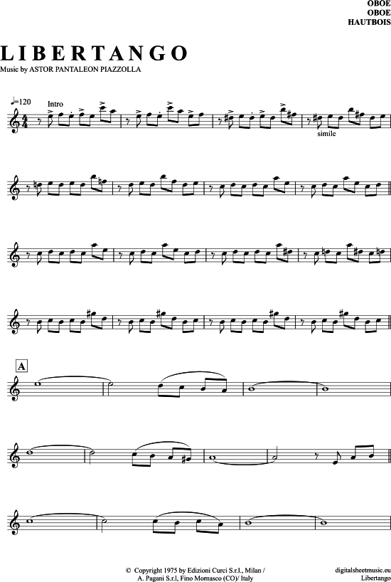 gallery: Libertango , Piazzolla, Astor, (Oboe)
