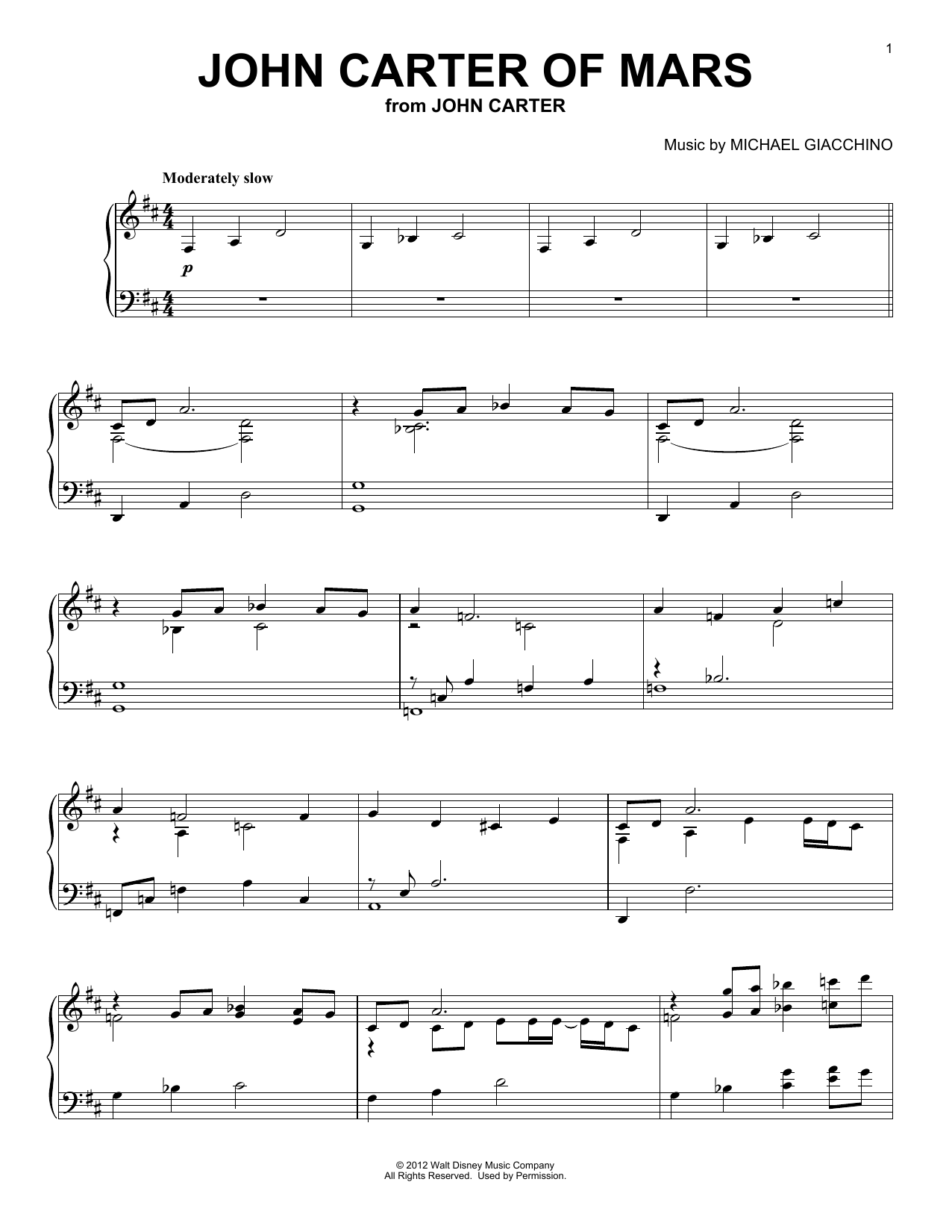 Produktbild zu: John Carter Of Mars (from John Carter)