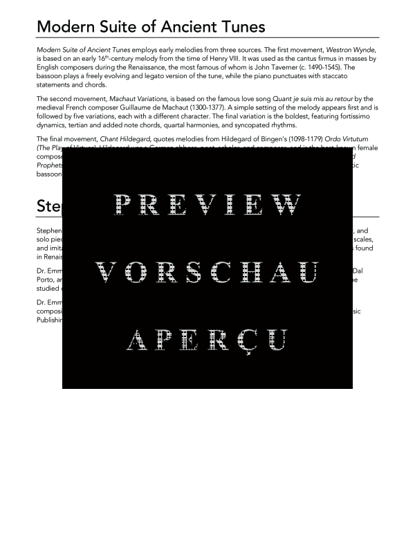 Produktgalerie: Seite 4 von 11 Modern Suite of Ancient Tunes, , (Fagott und Klavier)