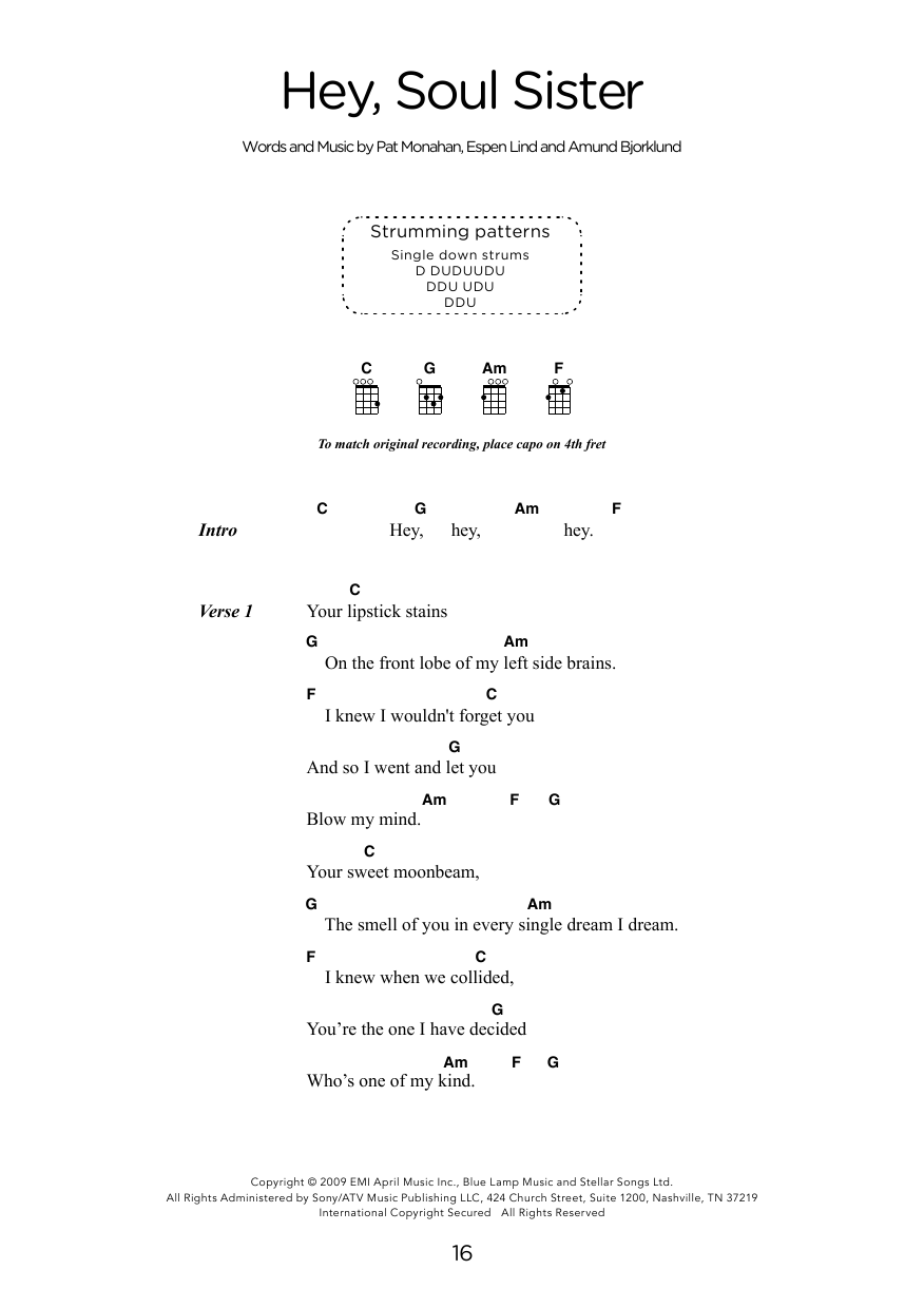 Product gallery: Page 1 of 1 Hey, Soul Sister (arr. Elise Ecklund), Train