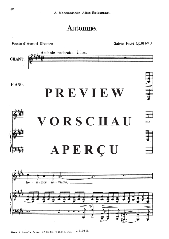 Product gallery: Page 2 of 5 Automne Op.18 No.3, , High Voice and Piano