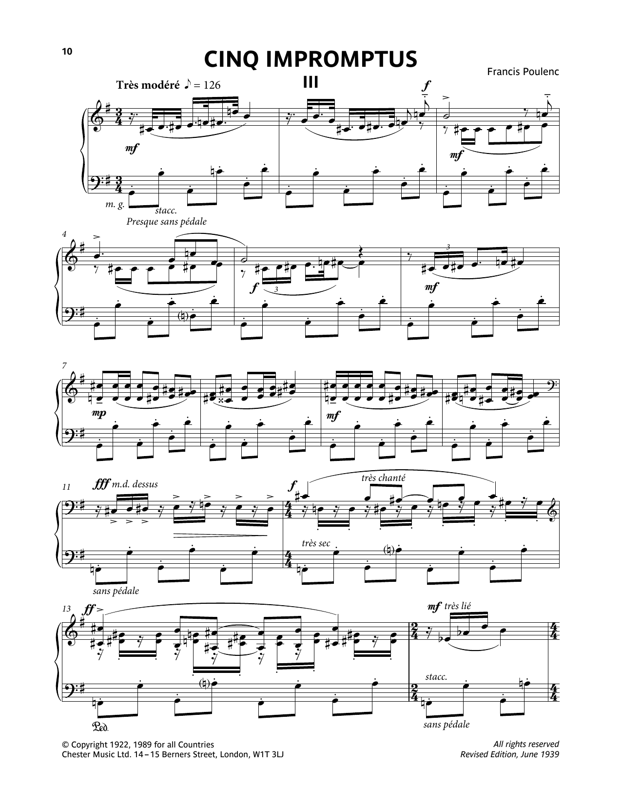 Product gallery: Page 1 of 1 Five Impromptus - III. Tres Modere, Francis Poulenc