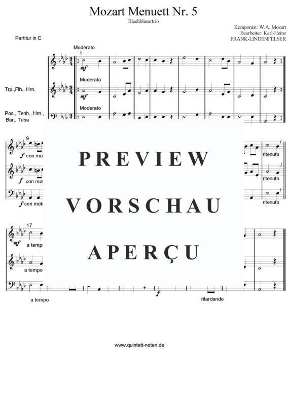 Produktgalerie: Seite 3 von 11 Mozart Menuett Nr. 5, , Blechbläsertrio
