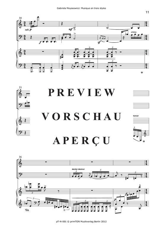 Product gallery: Page 16 of 21 Musique en trois styles pour violon, violoncelle et piano (1969) , ,  (Trio for violin, violoncello + piano)