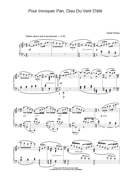 Product gallery: Page 1 of 1 Pour Invoquer Pan, Dieu Du Vent D'ÉtÉ, Claude Debussy