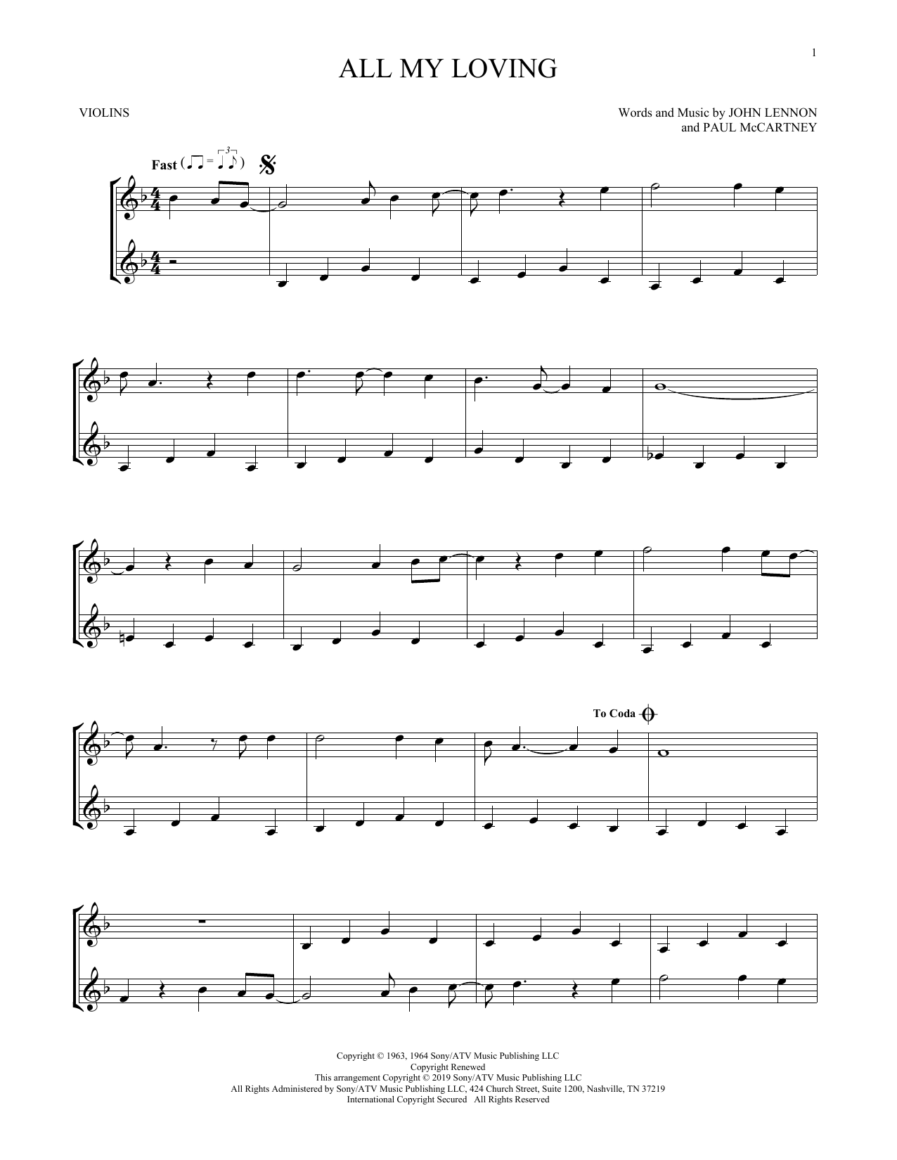 Product gallery: Page 1 of 1 All My Loving, The Beatles
