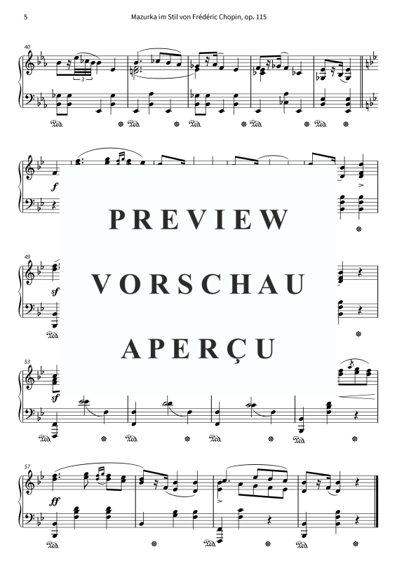 Produktgalerie: Seite 7 von 7 Mazurka im Chopin-Stil über "Ach du lieber Augustin", , Klavier Solo