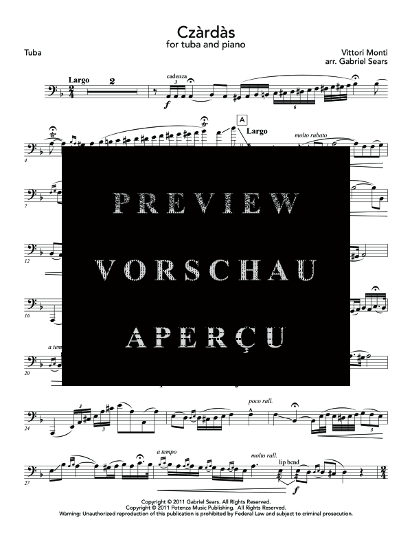 Product gallery: Page 11 of 11 Czardas, , (tuba and piano)