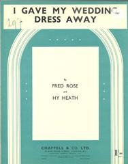 cover: I Gave My Wedding Dress Away, Fred Rose, Gesang, Gitarre, Klavier
