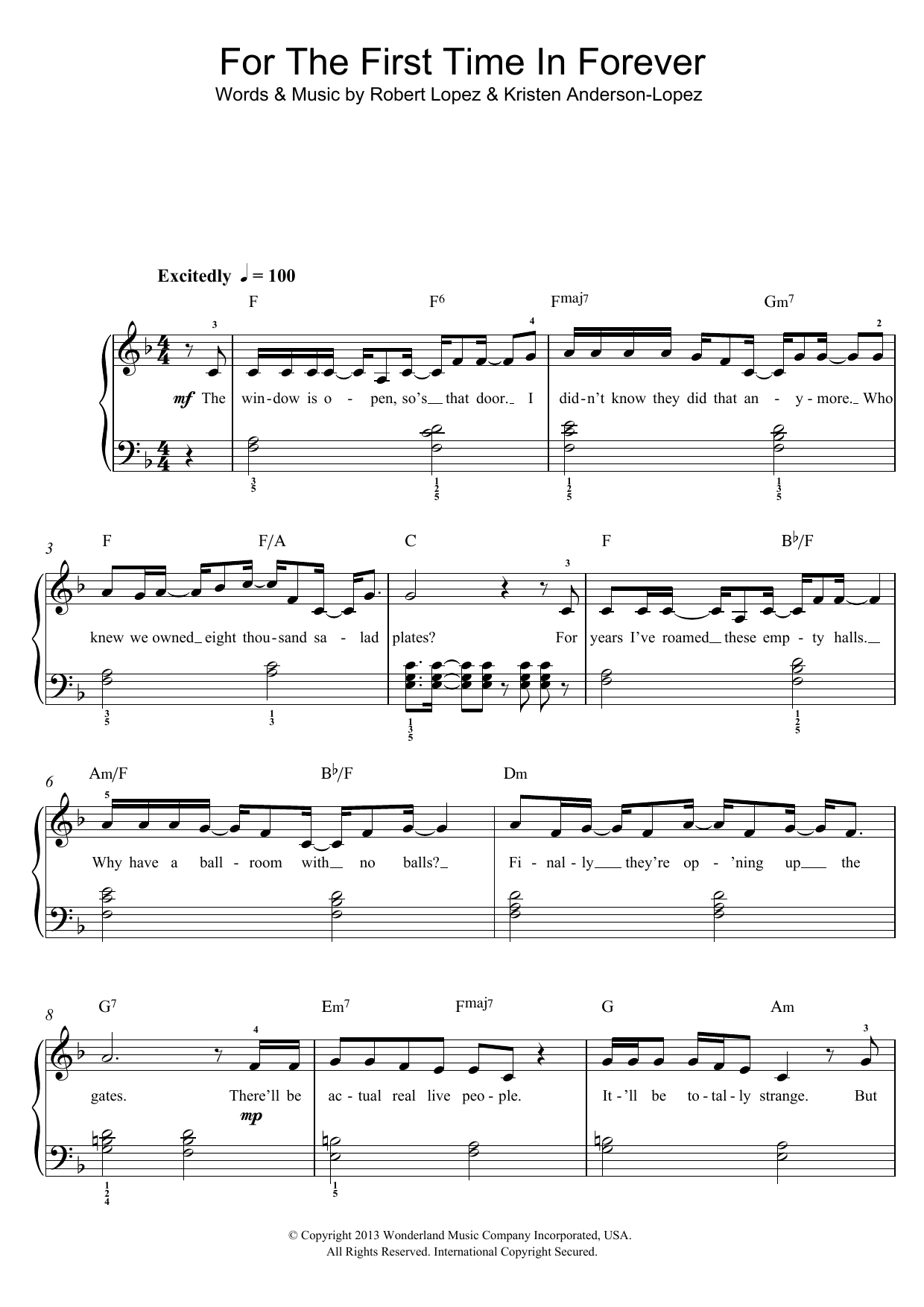 Produktbild zu: For The First Time In Forever (from Frozen)