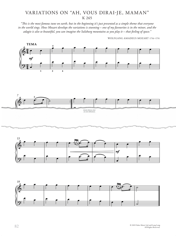 Produktgalerie: Seite 1 von 1 Theme and Twelve Variations on 'Ah, Vous Dirai-Je, Maman' KV265, Wolfgang Amadeus Mozart, Klavier