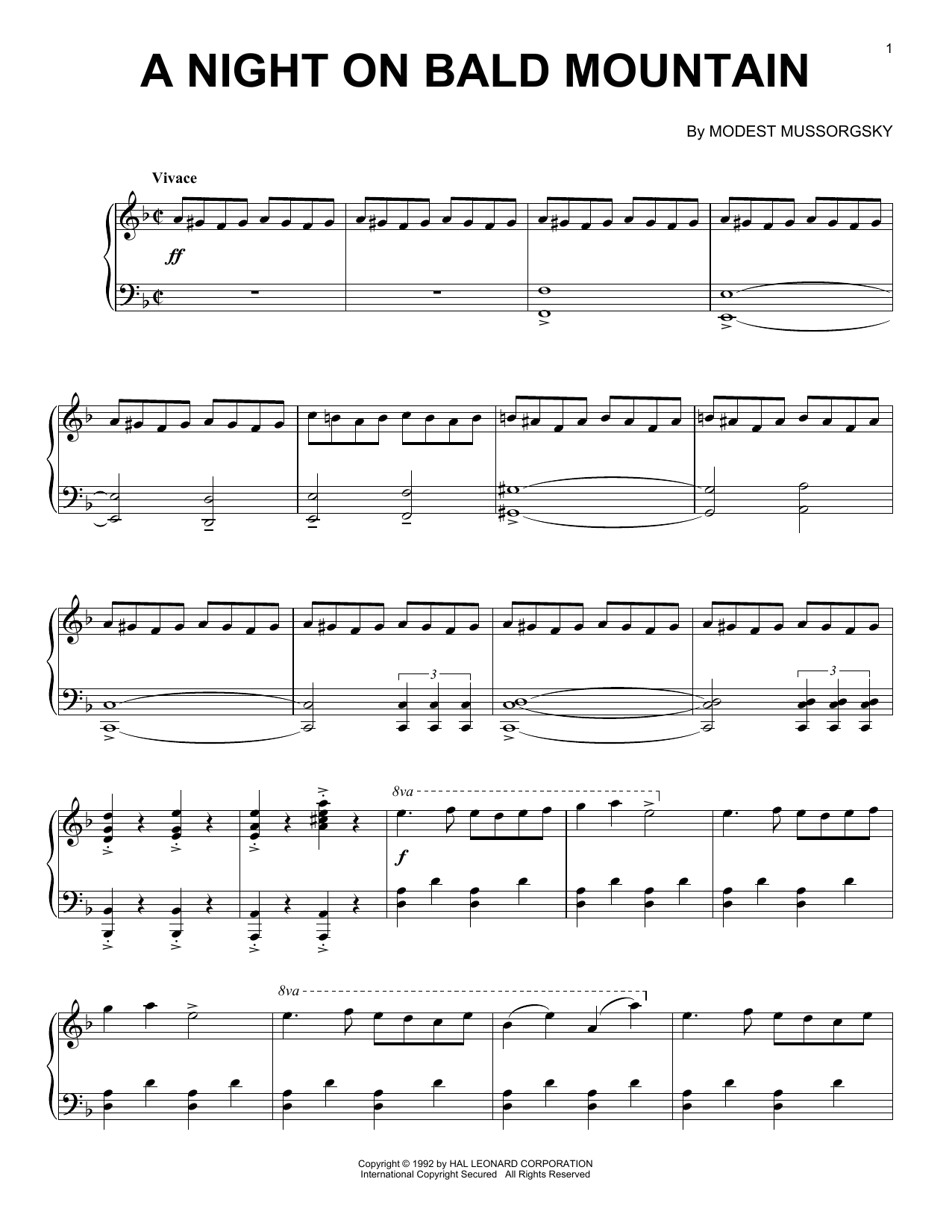 Produktgalerie: Seite 1 von 1 Night On Bald Mountain (from Fantasia), Modest Mussorgsky, Klavier