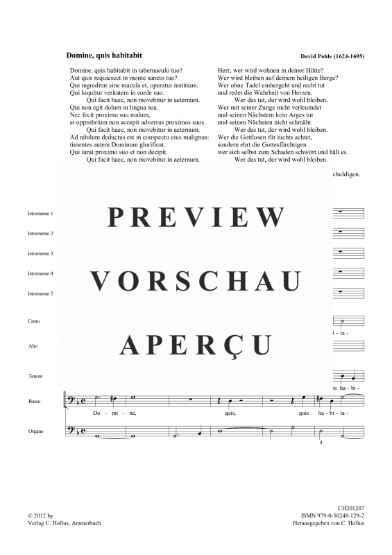 Produktgalerie: Seite 4 von 11 Domine quis habitabit (Psalm 15), , Gemischtes Ensemble SATB, 5 Instrumente und BC