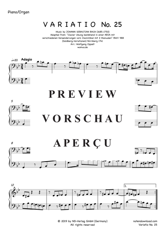 Produktgalerie: Seite 8 von 9 Variatio Nr. 25 (Goldberg-Variationen) , ,  (Horn in F + Klavier/Orgel)