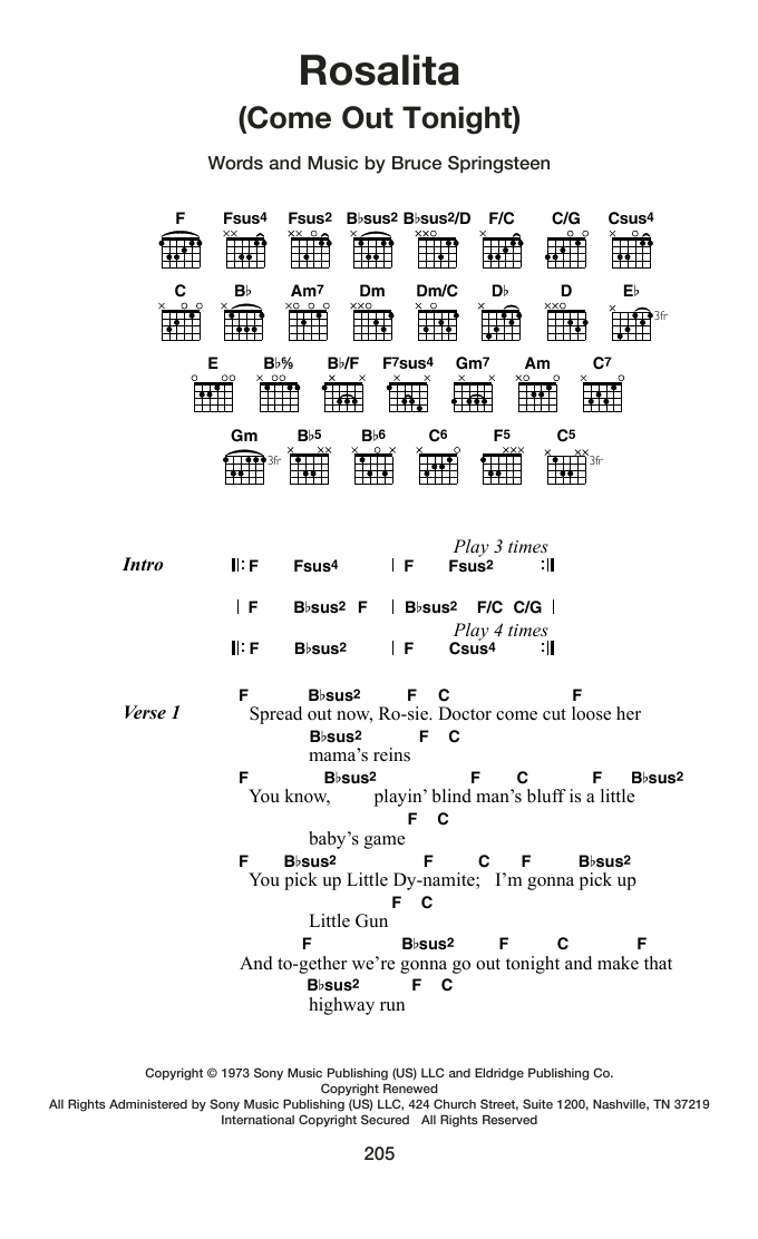 Produktgalerie: Seite 1 von 1 Rosalita (Come Out Tonight), Bruce Springsteen, Gitarre