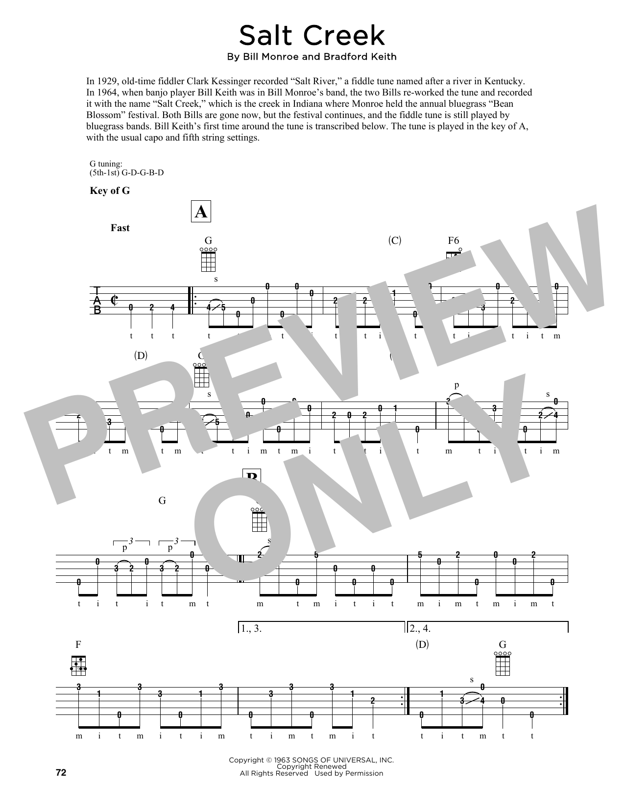 Product gallery: Page 1 of 1 Salt Creek (arr. Fred Sokolow), Bill Monroe