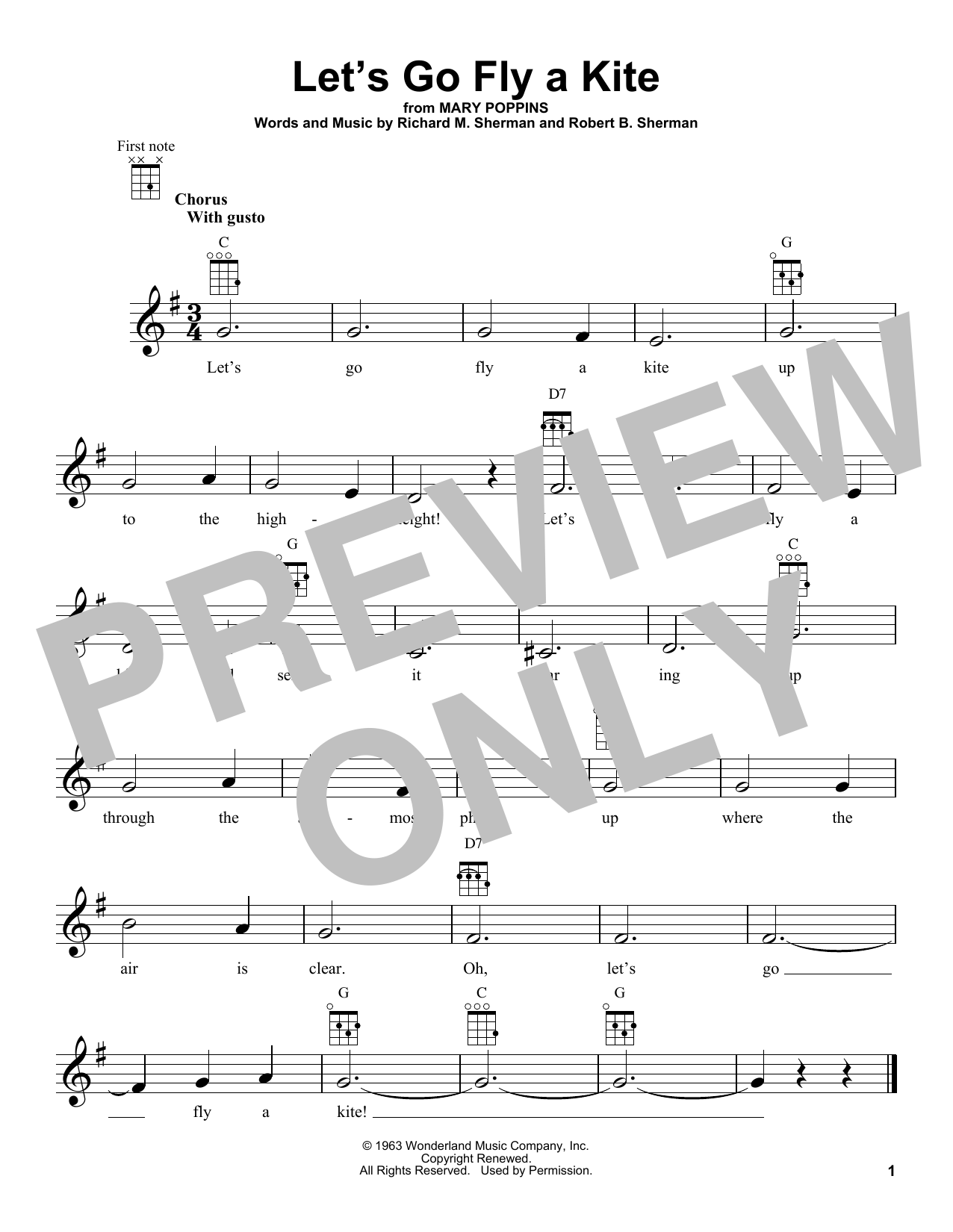 Product gallery: Page 1 of 1 Let's Go Fly A Kite (from Mary Poppins), Sherman Brothers