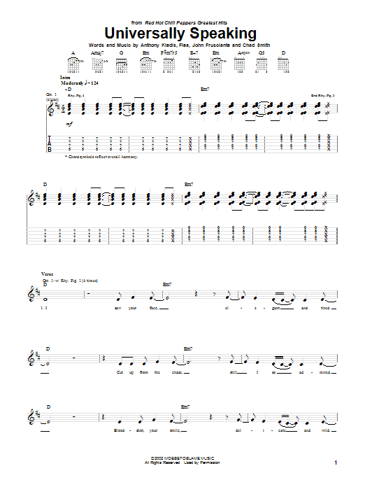 Produktgalerie: Seite 1 von 1 Universally Speaking, Red Hot Chili Peppers, Gitarre
