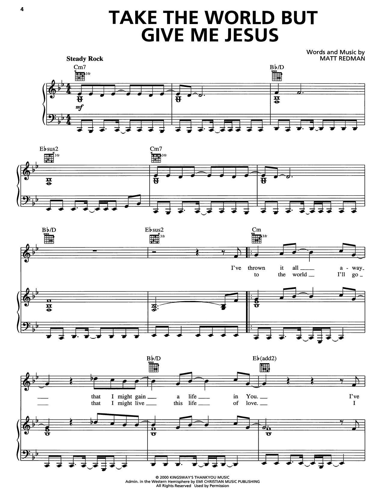 Produktgalerie: Seite 1 von 1 Take The World But Give Me Jesus, Matt Redman, Gesang, Gitarre, Klavier