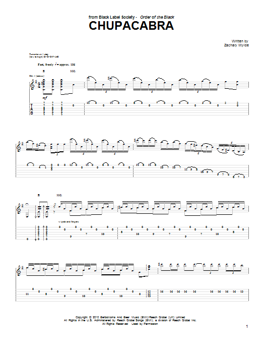 Produktgalerie: Seite 1 von 1 Chupacabra, Black Label Society, Gitarre