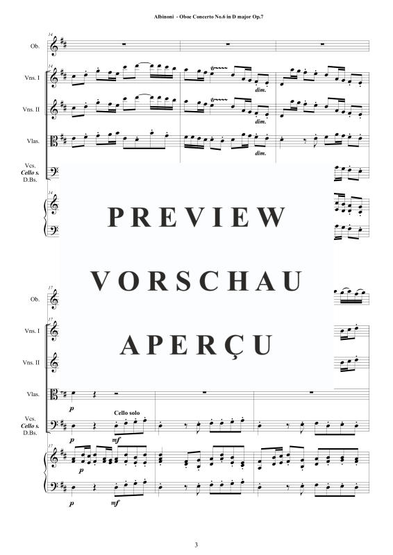 Product gallery: Page 4 of 11 Concerto No.6 in D-Dur Op.7, , Solo Oboe, String Ensemble, and Harpsichord (Basso Continuo)