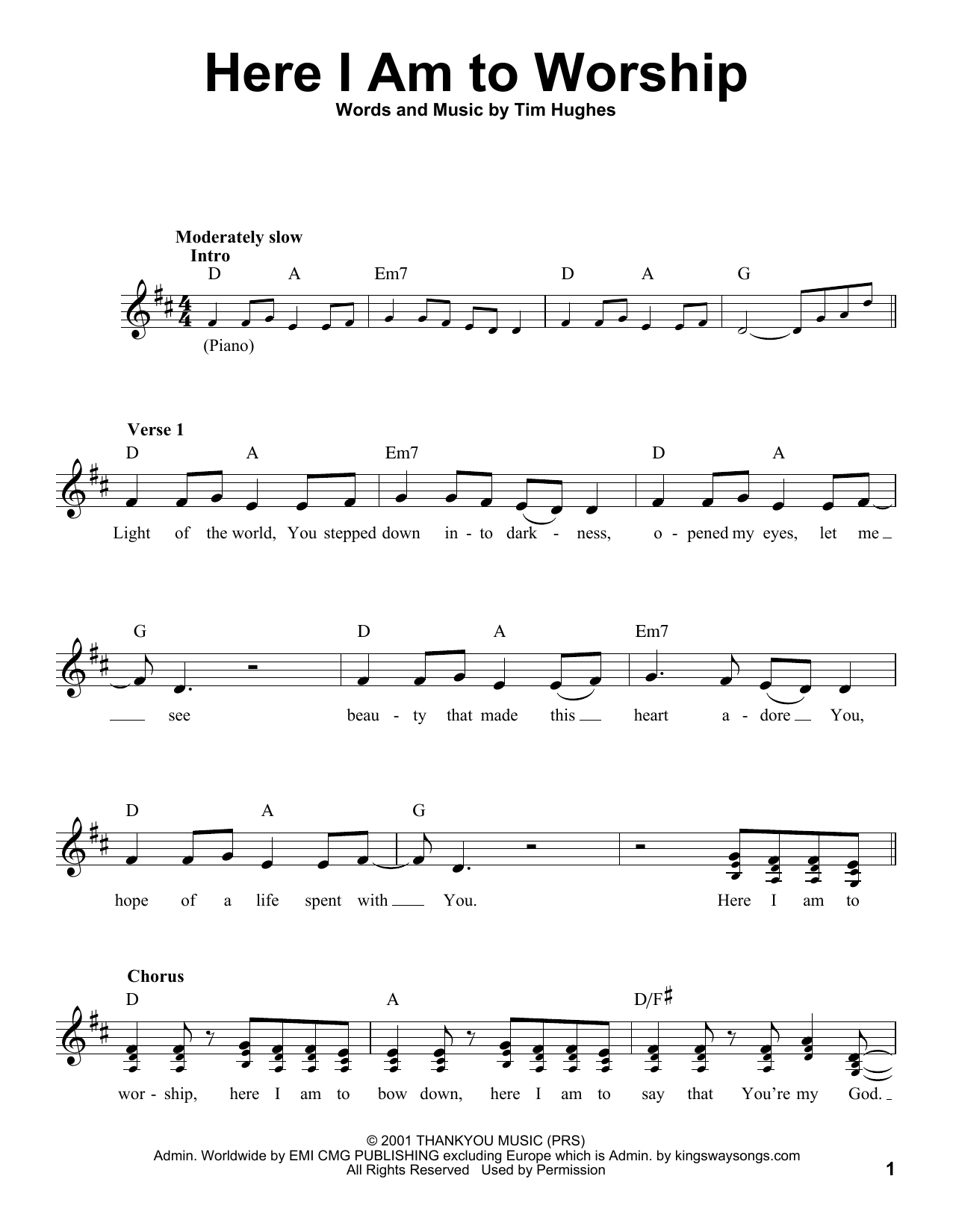 Produktgalerie: Seite 1 von 1 Here I Am To Worship (Light Of The World), Tim Hughes, Gesang