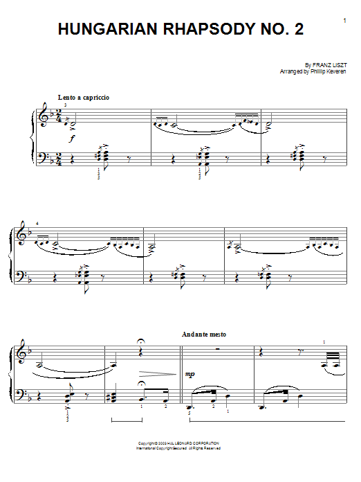 Produktbild zu: Hungarian Rhapsody No. 2 (from Who Framed Roger Rabbit) (arr. Phillip Keveren)